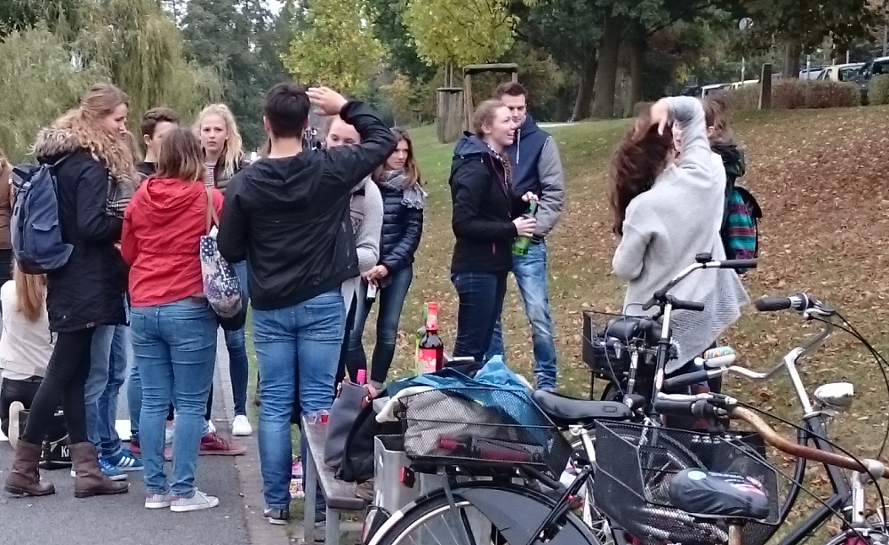 Die Erstsemester schwärmen aus am Aasee (17.10.2016; Foto: Klare)