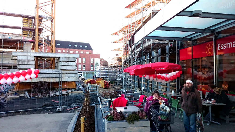 Hier öffnet sich nach Fertigstellung die Blickachse zur Marktallee (19.1.2017; Foto: Klare)